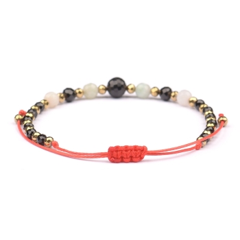 Bransoletka celebrytka czarny TURMALIN AMAZONIT HEMATYT ochrona i spokój